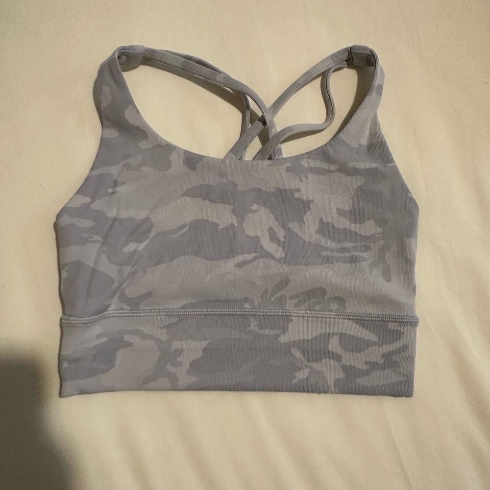 Lululemon Athletica Energy Long Line Light Gray Camouflage Bra
